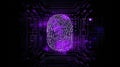 Biometric Authentication Fingerprint Scanning Cybersecurity Conceptual Purple Black. Generative AI Royalty Free Stock Photo