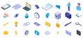 Biometric authentication icons set, isometric style