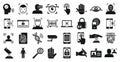 Biometric authentication icons set, simple style