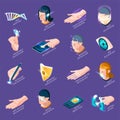 Biometric Authentication Isometric Icons