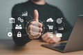 Biometric authentication security system with fingerprint scan and data protection technology access 100 Royalty Free Stock Photo