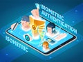 Biometric Authentication Smartphone Isometric Composition