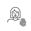Biometric control system. Female user and fingerprint id. Pixel perfect icon