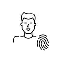 Biometric control system. Male user and fingerprint id. Pixel perfect icon