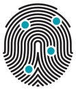 Biometric data authenfication. Fingerprint scaning process icon