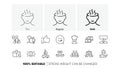 Biometric eye, Yummy smile and Stress line icons. For web app, printing. Line icons. Vector Royalty Free Stock Photo