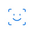 Biometric face recognition on smartphone. Facial scan security system technology. Face authentication identification