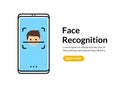 Biometric face recognition on smartphone. Facial scan security system technology. Face authentication identification Royalty Free Stock Photo