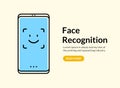 Biometric face recognition on smartphone. Facial scan security system technology. Face authentication identification Royalty Free Stock Photo