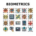 biometric fingerprint id finger icons set vector
