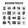 biometric fingerprint id finger icons set vector