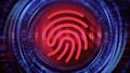 Biometric fingerprint sensor symbol for security identity verification. Privacy password authorization symbol for personal