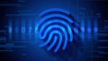 Biometric fingerprint sensor symbol for security identity verification. Privacy password authorization sign