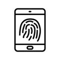 Biometric flat line icon. Vector outline illustration of Fingerprint, Security. Black color thin linear sign for store, can be