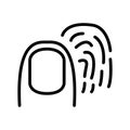 Biometric flat line icon. Vector outline illustration of Fingerprint, Security. Black color thin linear sign for store, can be