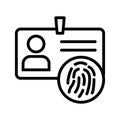 Biometric flat line icon. Vector outline illustration of Fingerprint, Security. Black color thin linear sign for store, can be