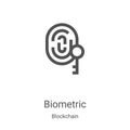 biometric icon vector from blockchain collection. Thin line biometric outline icon vector illustration. Linear symbol for use on Royalty Free Stock Photo