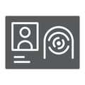 Biometric id card glyph icon, technology and identity, fingerprint sign, vector graphics, a solid pattern on a white