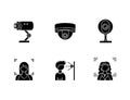 Biometric identification black glyph icons set on white space