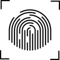Biometric Identity Icon. Fingerprint identification line vector symbol.