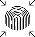 Biometric Identity Icon. Fingerprint identification line vector symbol.