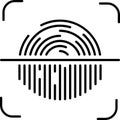Biometric Identity Icon. Fingerprint identification line vector symbol.
