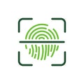 Biometric Identity Symbol. Fingerprint Identification Color Sign. Touch ID Line Icon. Finger Print Scanner with Lock