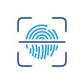 Biometric Identity Symbol. Fingerprint Identification Color Sign. Touch ID Line Icon. Finger Print Scanner Outline Icon Royalty Free Stock Photo