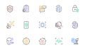 Biometric line icons. Fingerprint access, Eye biometric and Voice recognition icons. Vector