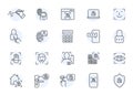 Biometric login line icon, Fingerprint password mail voice identity. Biometric detect eye face scan signature
