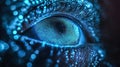 Biometric optical technology visualized with a futuristic holographic data patterns. Generative AI