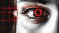 Biometric optical technology visualized with a futuristic holographic data patterns. Generative AI