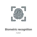 Biometric recognition outline vector icon. Thin line black biometric recognition icon, flat vector simple element illustration