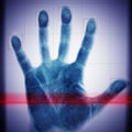 Biometric scanner hand of the man