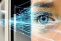 Biometric scanner technology embedded in doorframe captures light pulses for identity verification Royalty Free Stock Photo