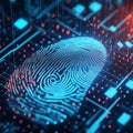Biometric security AI advancement iris fingerprint scanner lock cyber digital password encryption , generated by AI