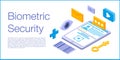 Biometric security concept banner, isometric style Royalty Free Stock Photo