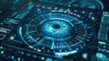 a biometric security device with an iris scan interface, highlighting advanced