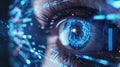 a biometric security device with an iris scan interface, highlighting advanced