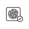 Biometric security icon set. fingerprint verificationcheck vector symbol. privacy finger authentication sign. unique biometric Royalty Free Stock Photo