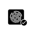 Biometric security icon set. fingerprint verificationcheck vector symbol. privacy finger authentication sign. unique biometric Royalty Free Stock Photo