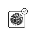 Biometric security icon set. fingerprint verificationcheck vector symbol. privacy finger authentication sign. unique biometric Royalty Free Stock Photo