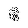 Biometric security icon set. fingerprint verificationcheck vector symbol. privacy finger authentication sign. unique biometric Royalty Free Stock Photo
