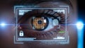 Biometric Security Scan: Eye with Digital Interface, Fingerprint, and Data Analysis Royalty Free Stock Photo