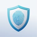 Biometric Security Shield with Fingerprint Icon (1 Royalty Free Stock Photo