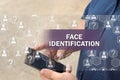 Biometric verification, face recognition technology.  Face identification. The concept of  face recognition technology Royalty Free Stock Photo