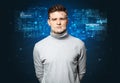 Young man face recognition concept Royalty Free Stock Photo