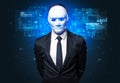 Young man face recognition concept Royalty Free Stock Photo