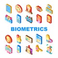 biometrics authentication scan icons set vector