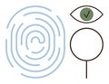 Biometrics Concept with Fingerprint, Eye Scan, and Verification Symbol for Secure Authentication Royalty Free Stock Photo